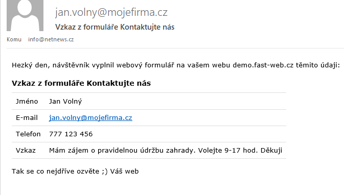 8b - doručený vyplněný formulář